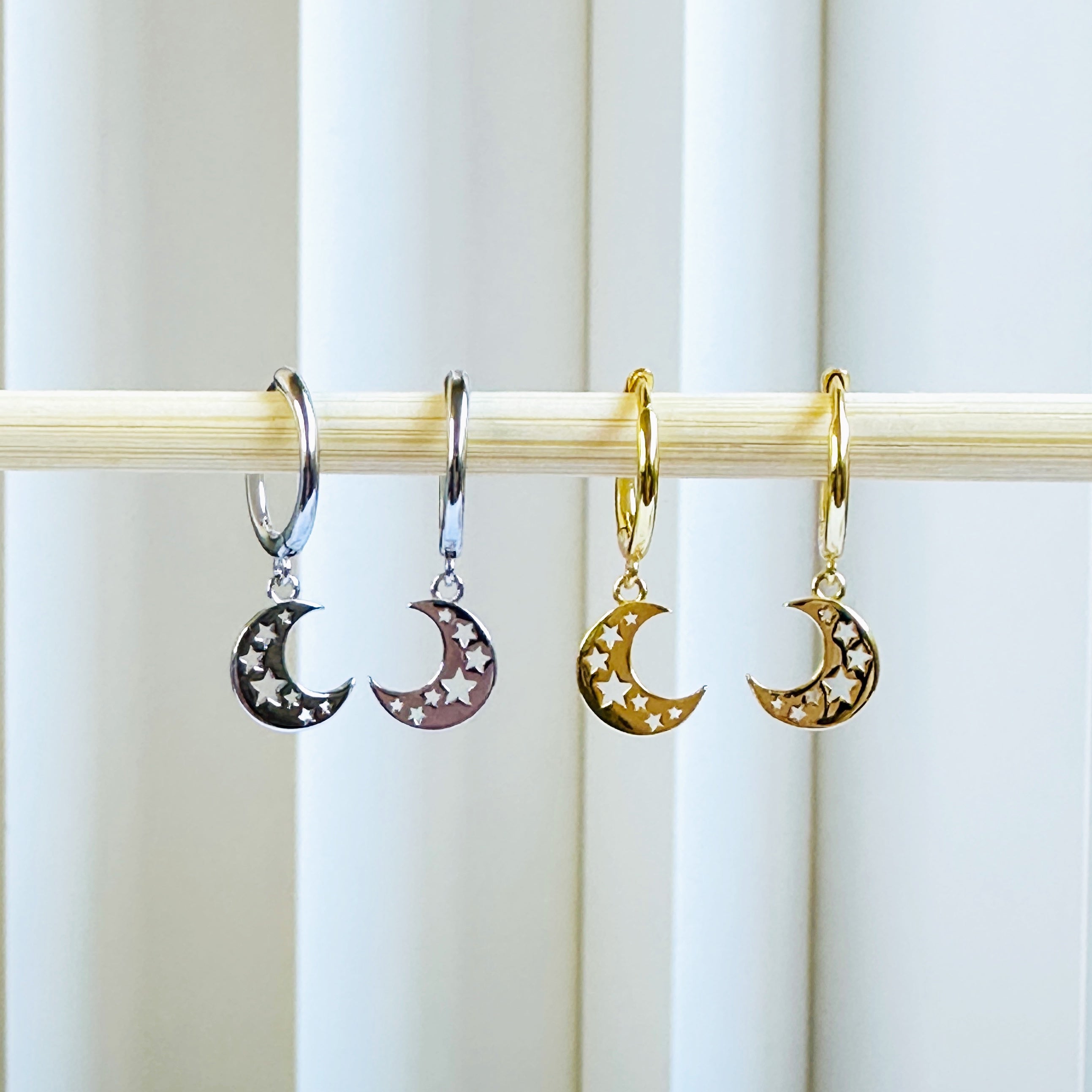 Crescent Huggies 18K Gold Plated & Sterling Silver