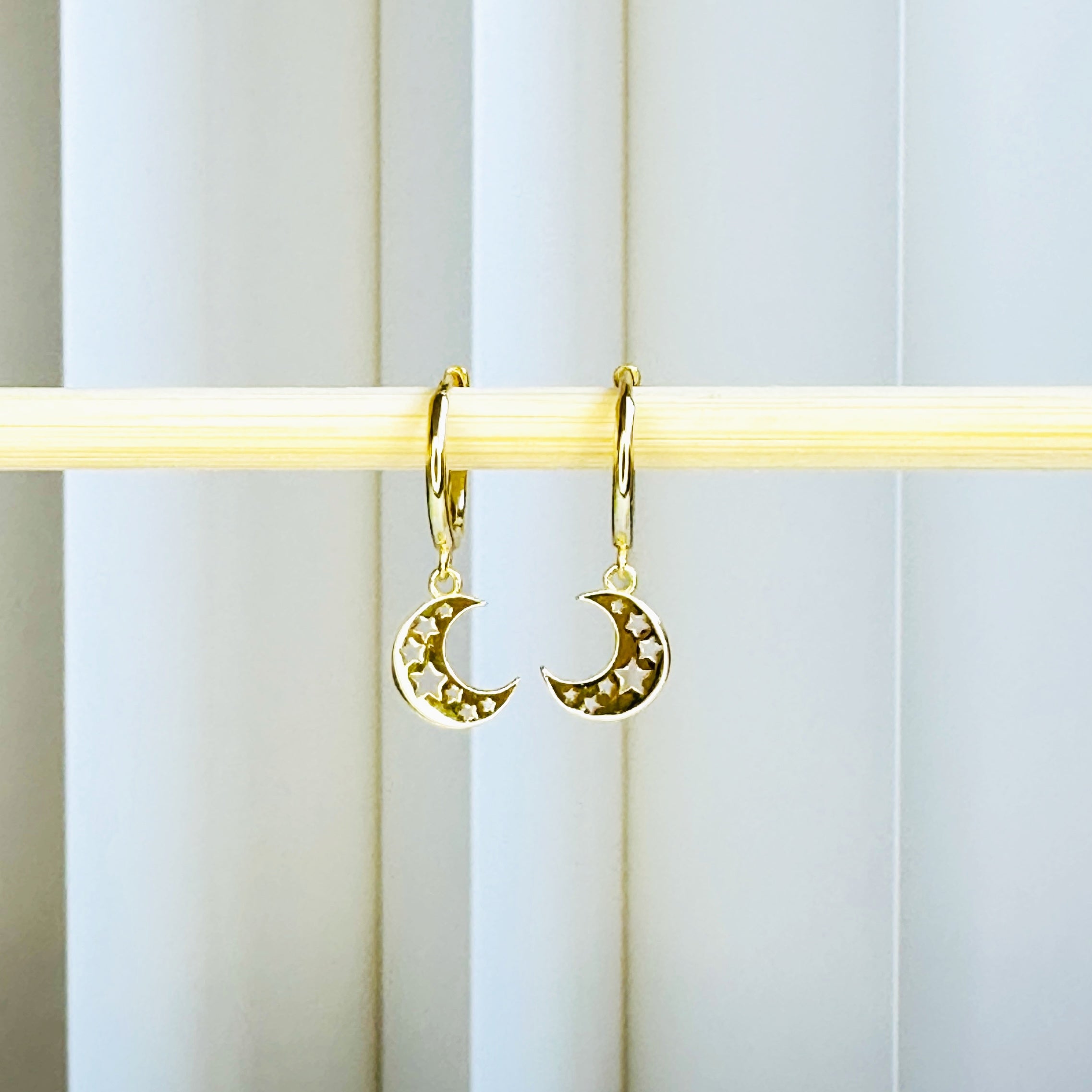 Crescent Huggies 18K Gold Plated & Sterling Silver