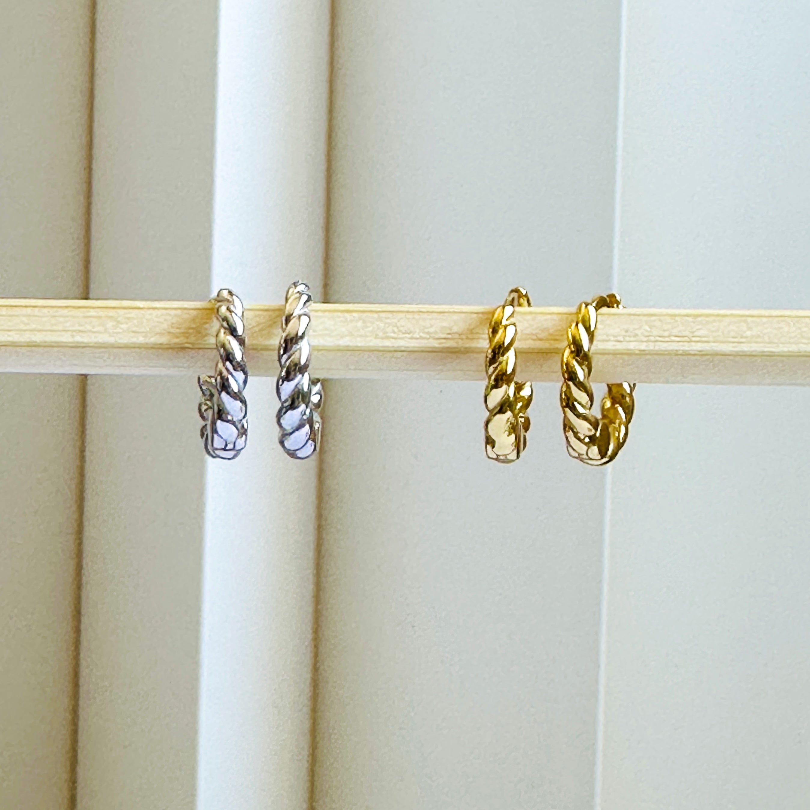 Twirl Mini Hoops 18K Gold Plated & Sterling Silver