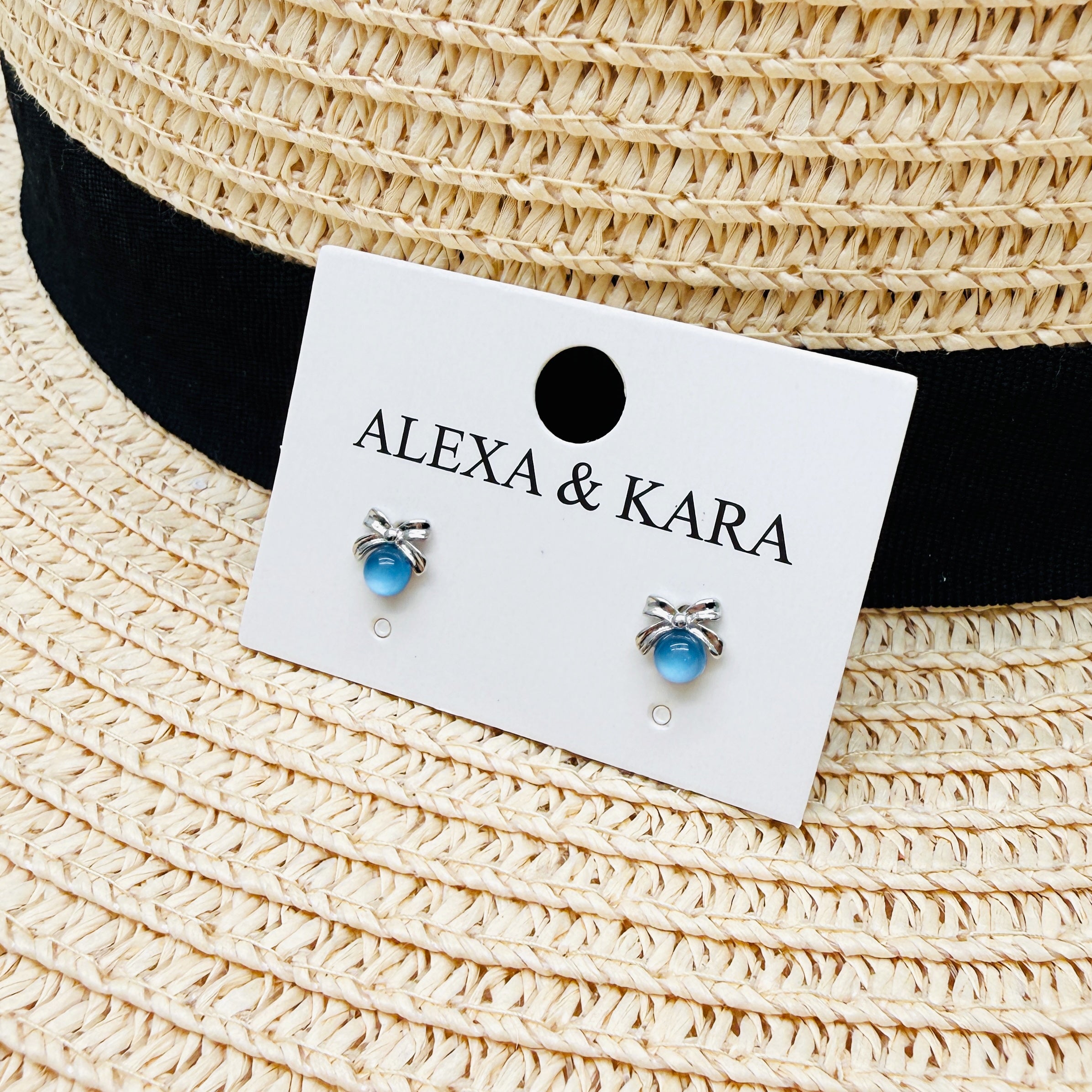Blue Bow Studs