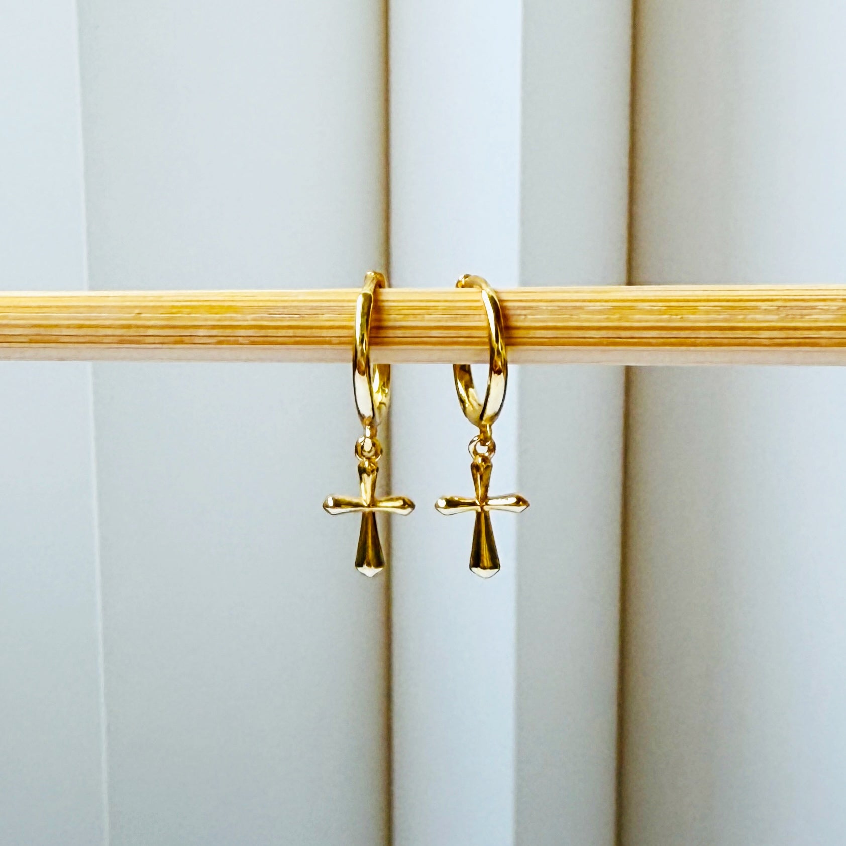 Cross Huggies 18K Gold Plated & Sterling Silver
