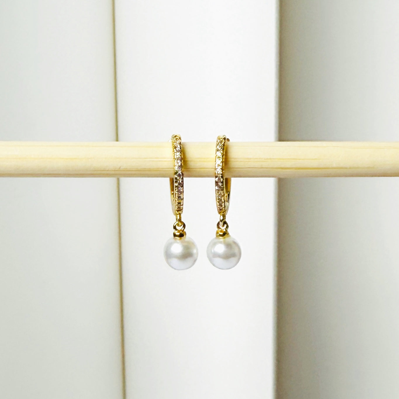 Pearl Precious Huggies 18K Gold Plated & Sterling Silver