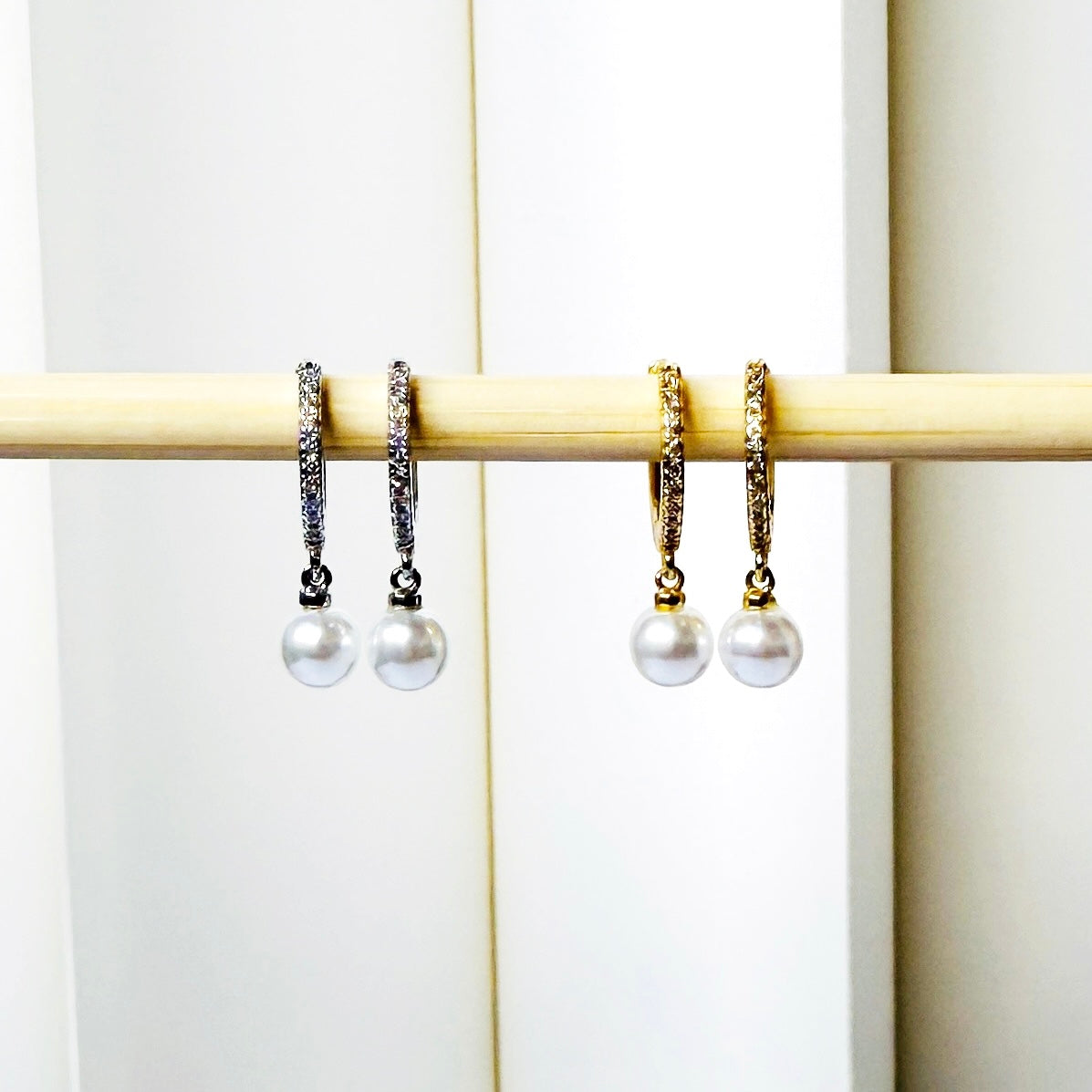 Pearl Precious Huggies 18K Gold Plated & Sterling Silver