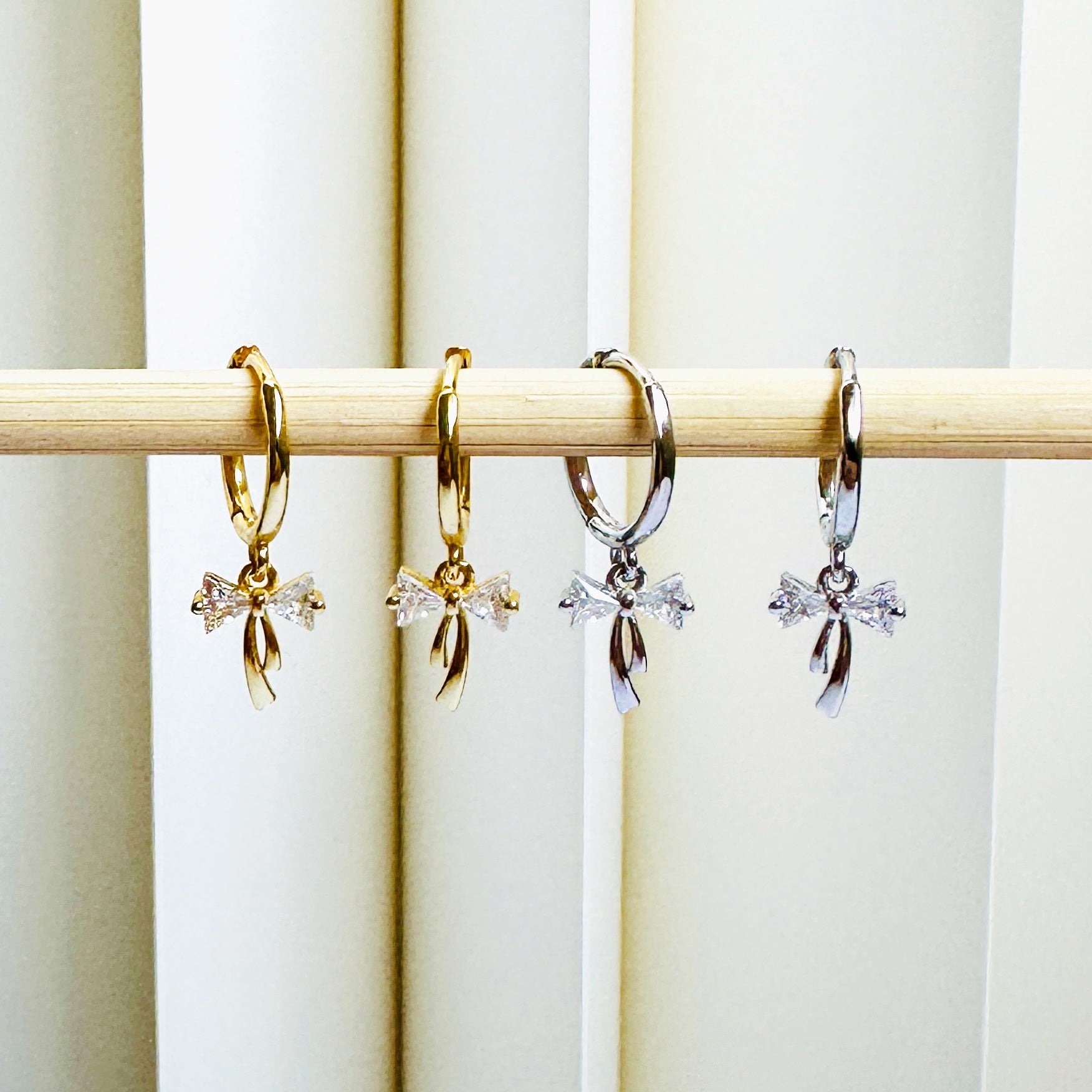 Ribbon Huggies 18K Gold Plated & Sterling Silver