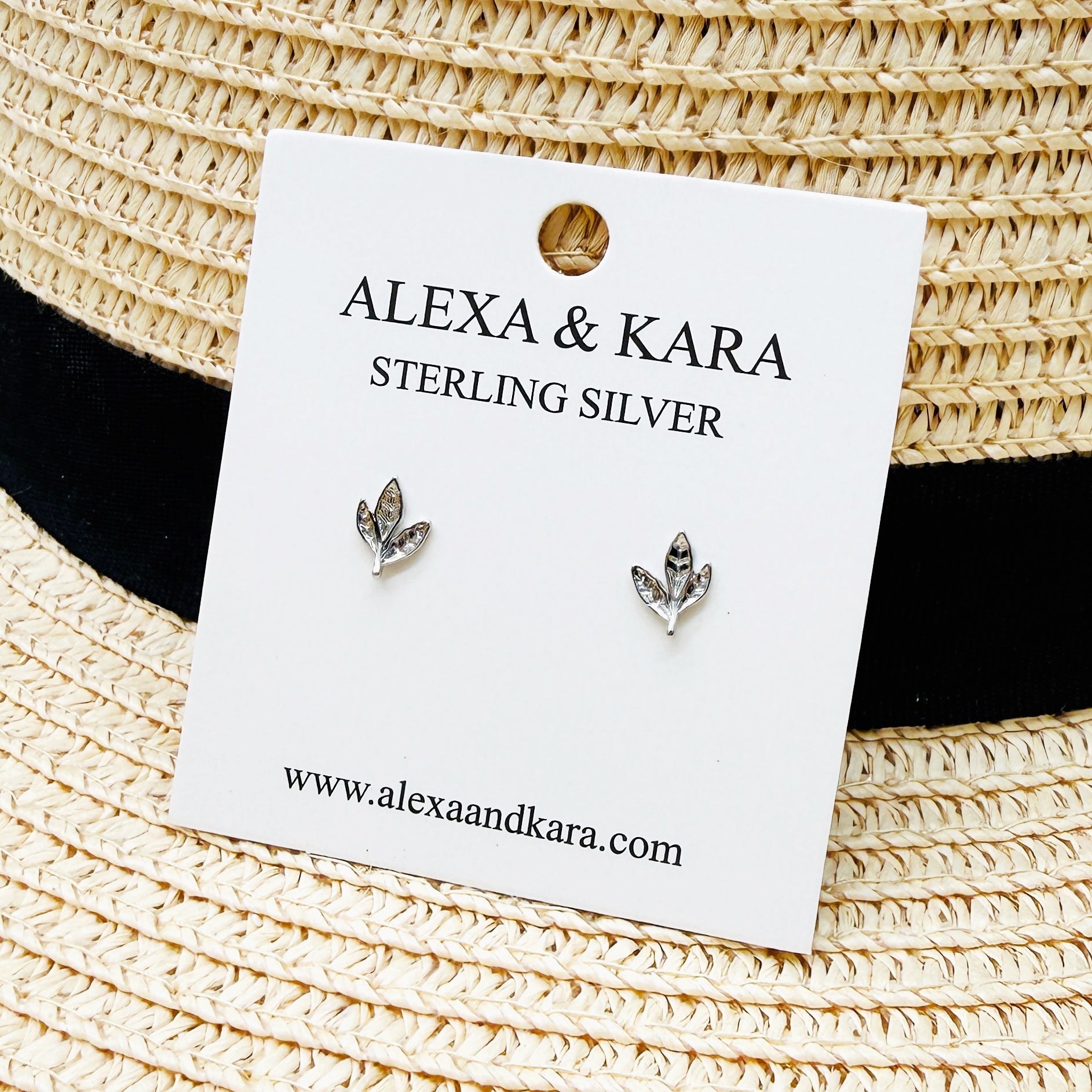 Silver Leaves Studs