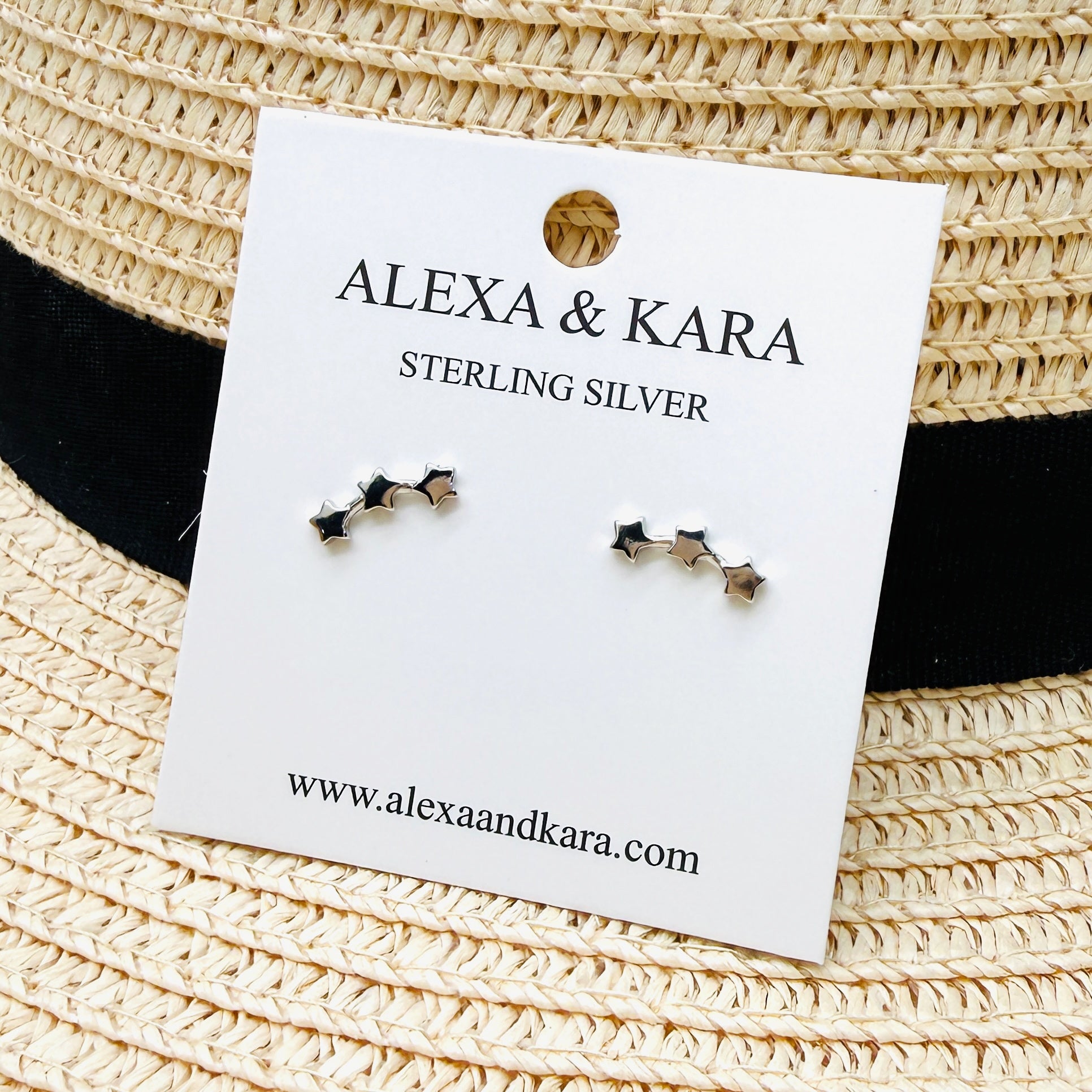 Silver Stars in Line Studs
