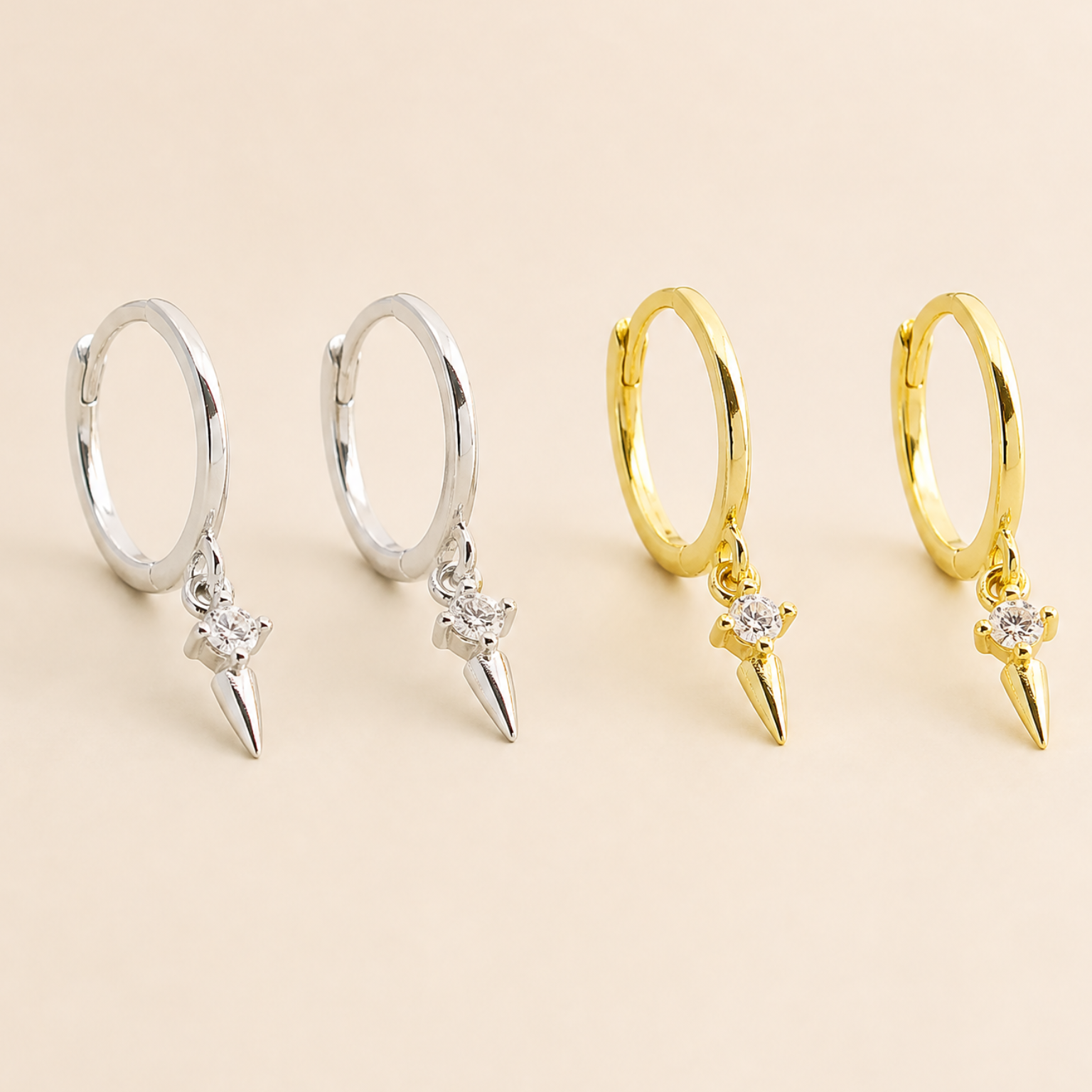 Tiny Thorn Huggies 18K Gold Plated & Sterling Silver