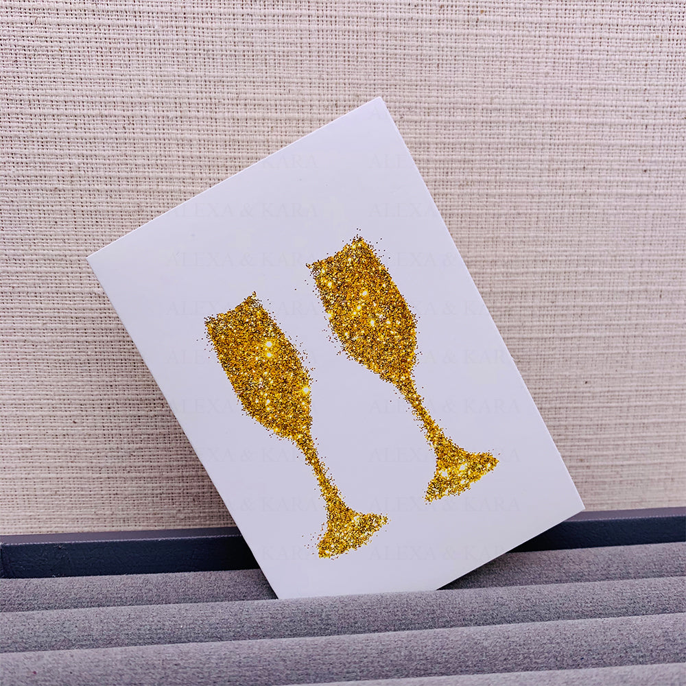 Champagne Glasses | Gold & White