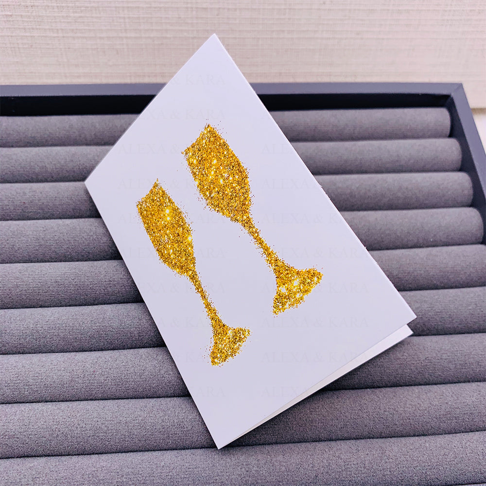 Champagne Glasses | Gold & White