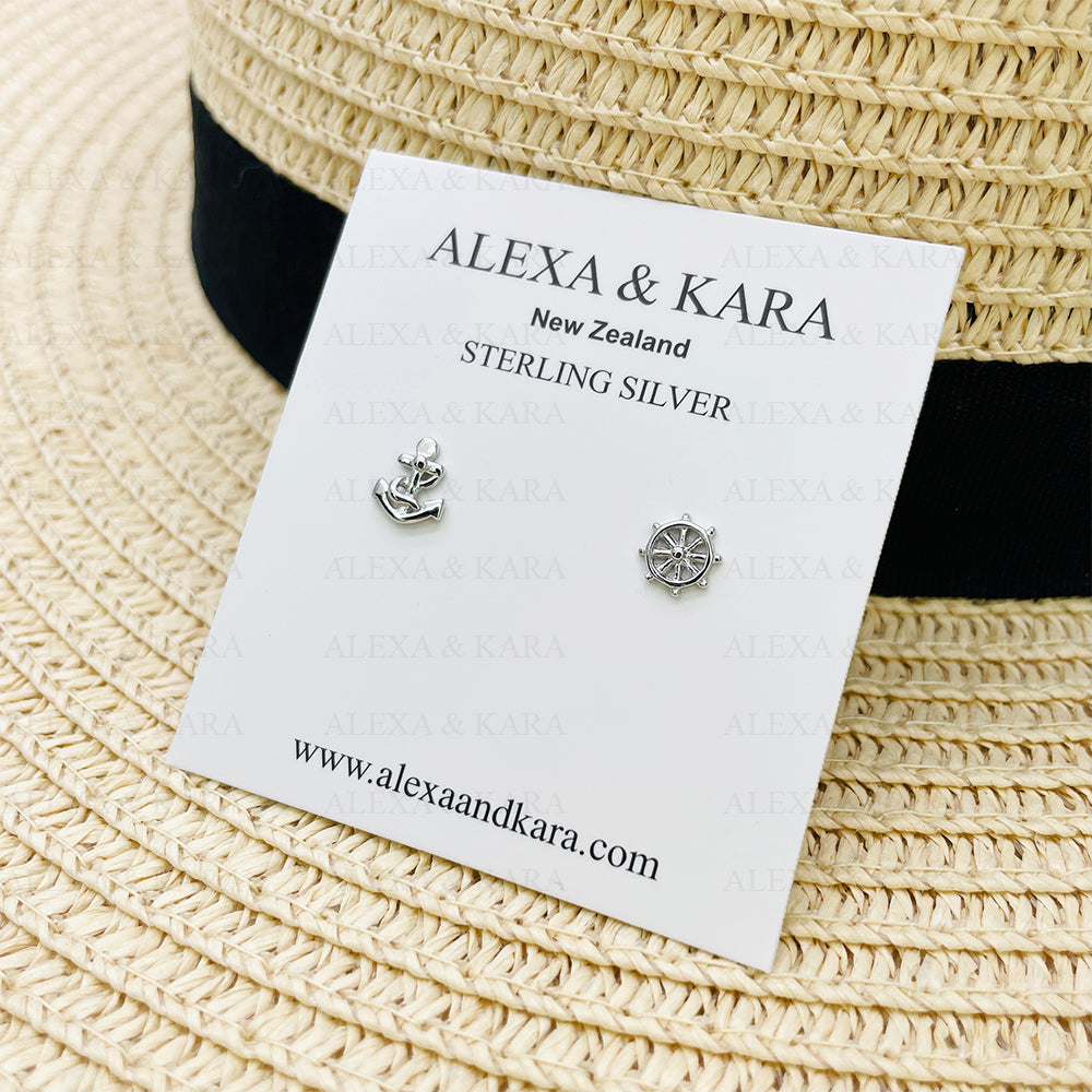 Anchor & Steering Wheel Studs | Sterling Silver