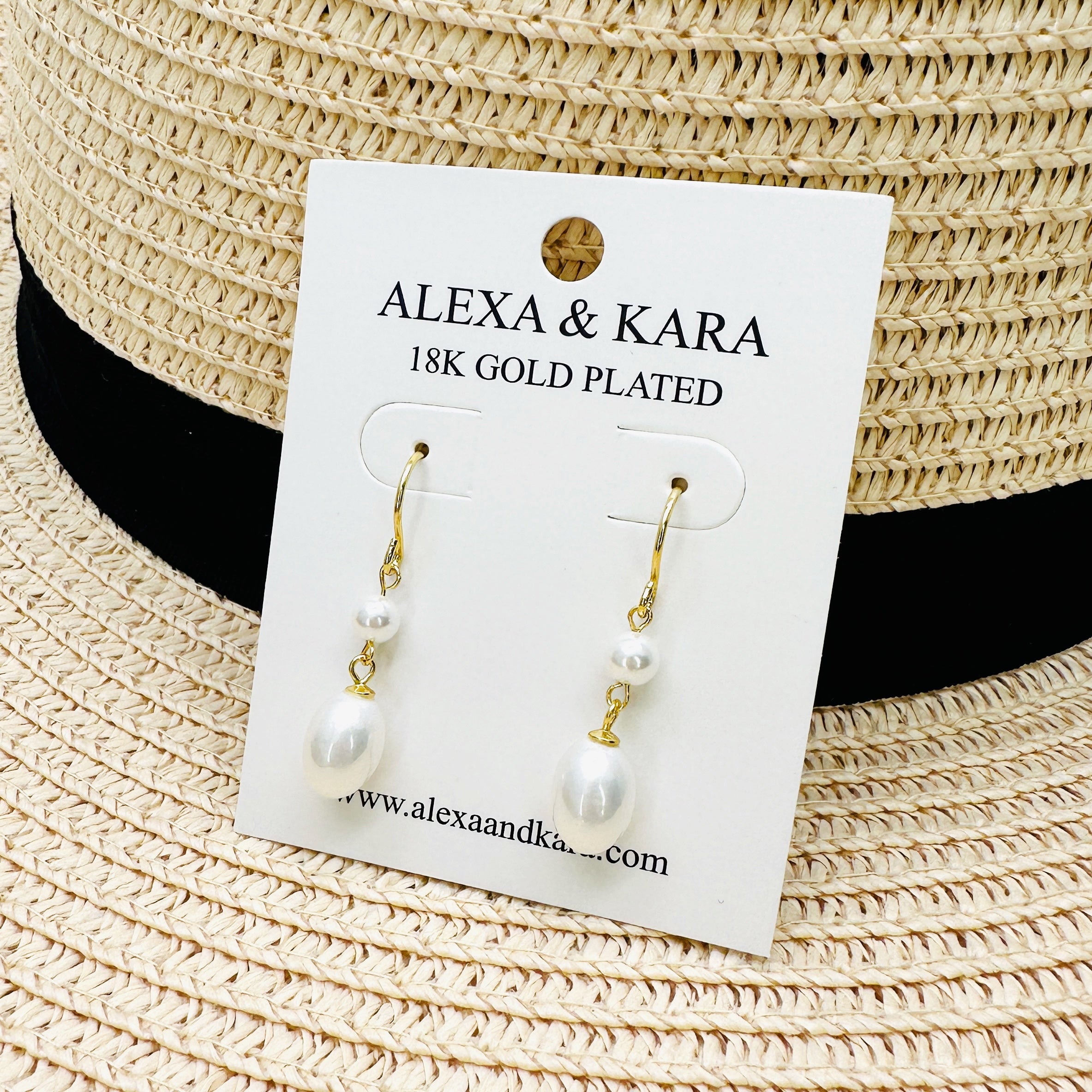 Akoya Pearl Hoops 18K Gold Plated