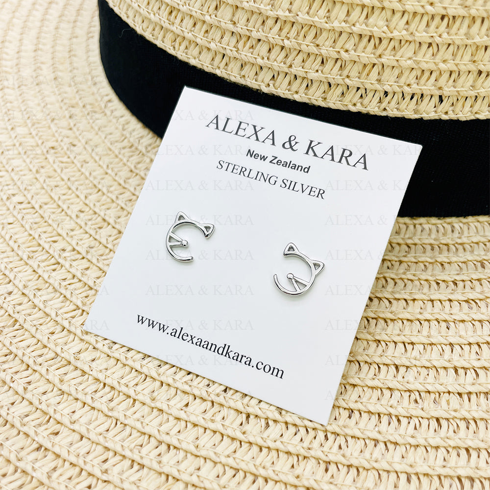 Kitty & Whiskers Studs | Sterling Silver