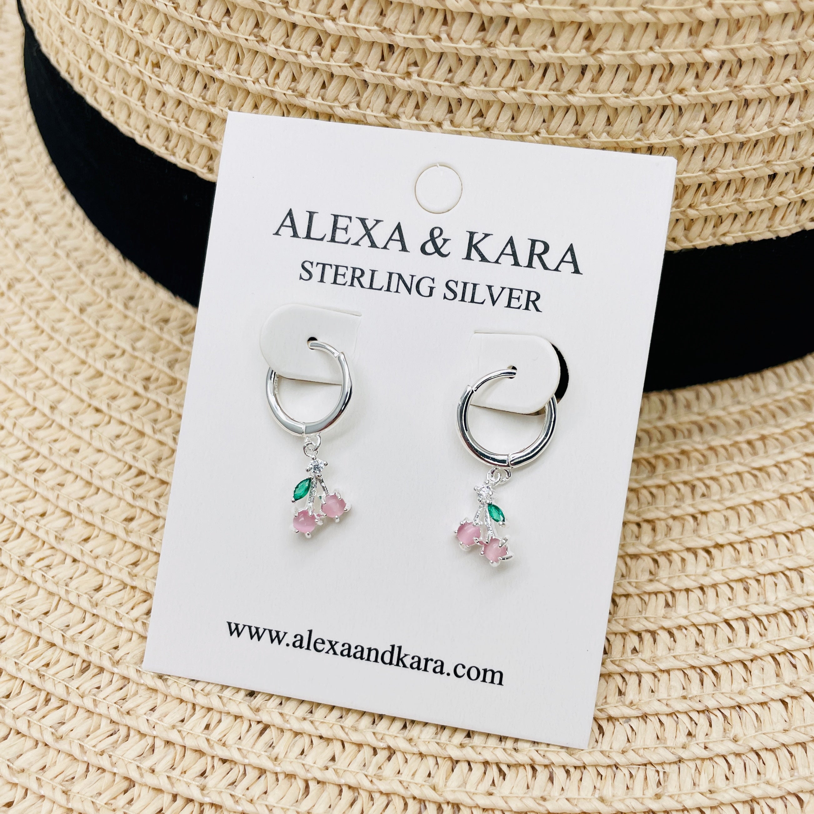 Sweet Cherry Huggies Rose Gold Plated & Sterling Silver