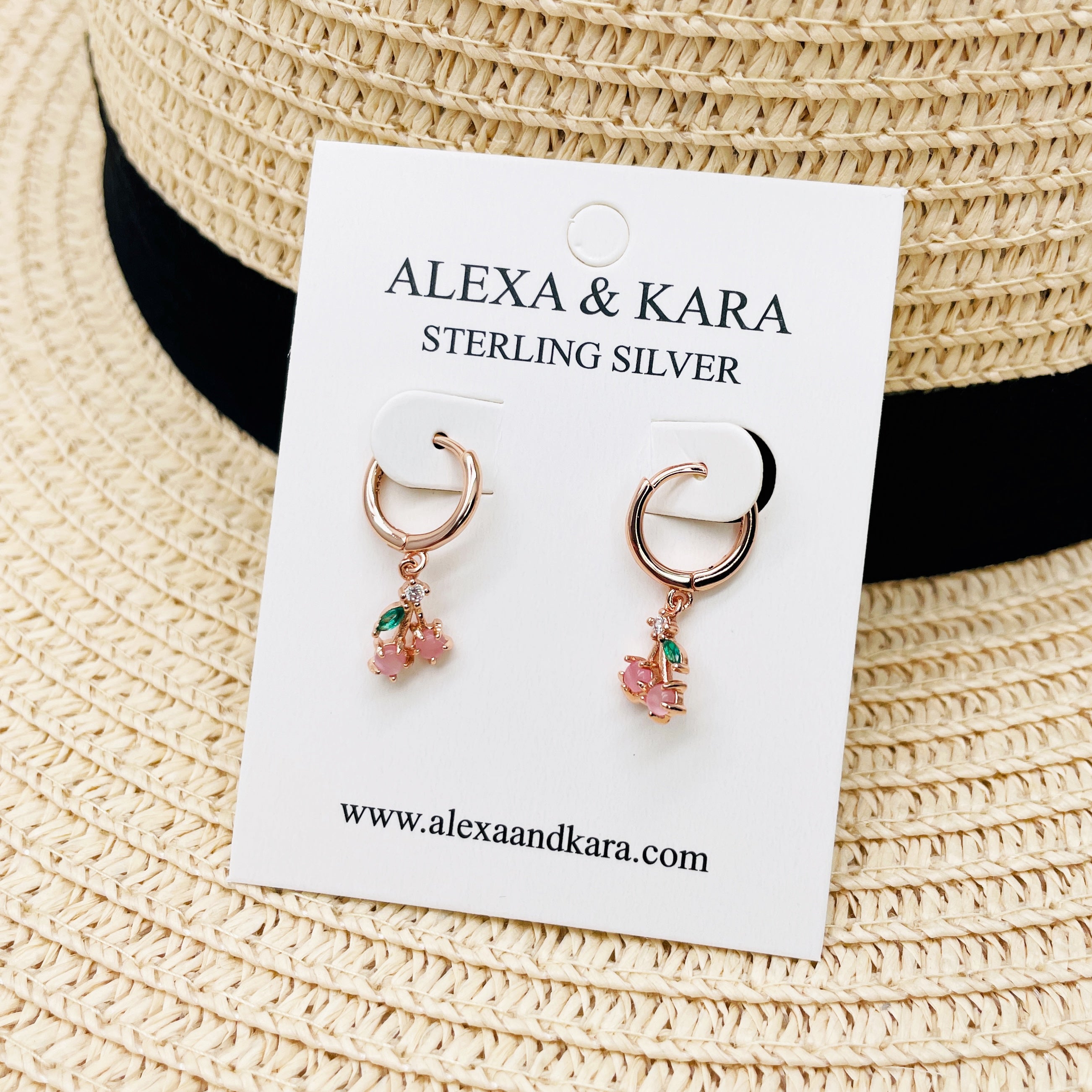 Sweet Cherry Huggies Rose Gold Plated & Sterling Silver