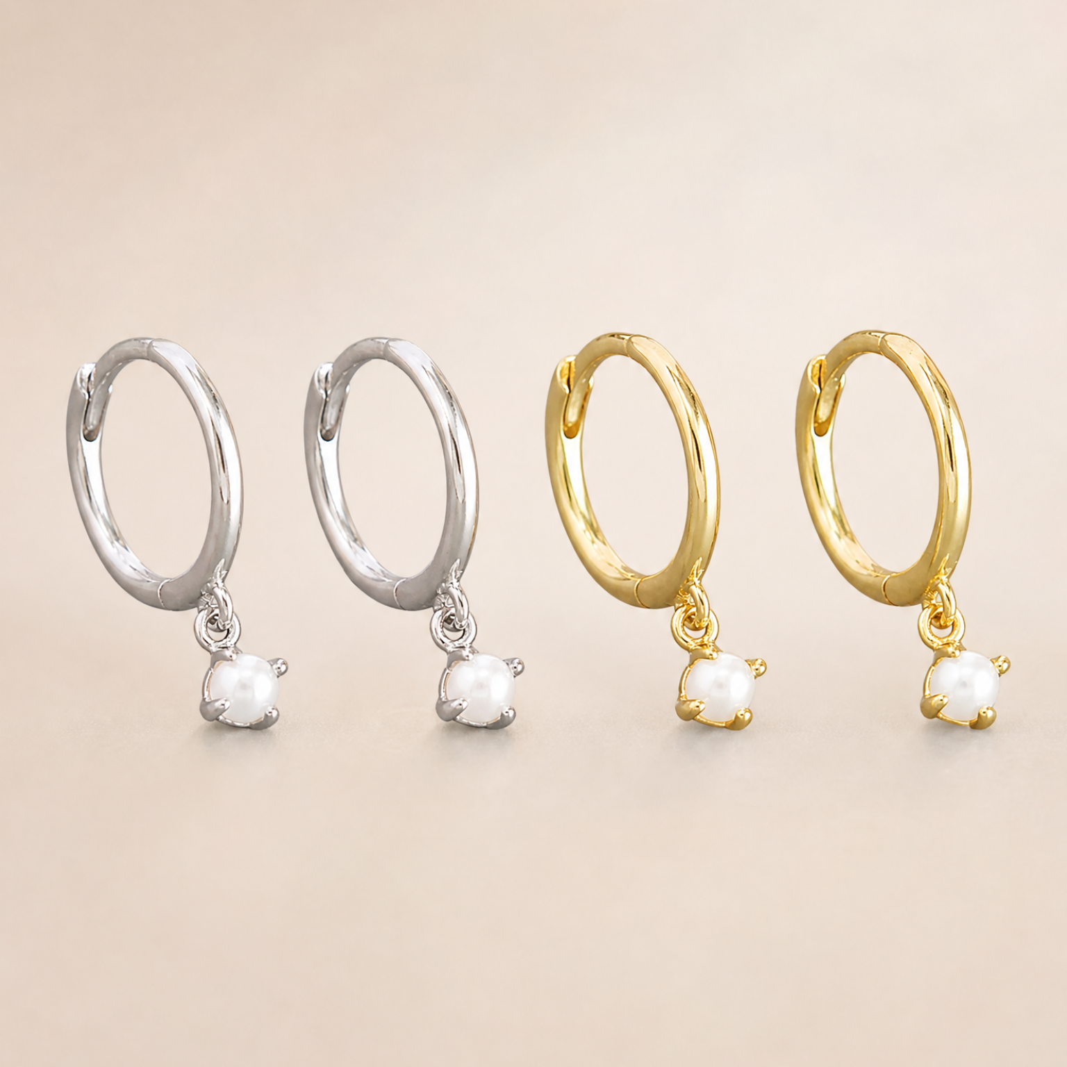 Baby Pearl Huggies 18K Gold Plated & Sterling Silver