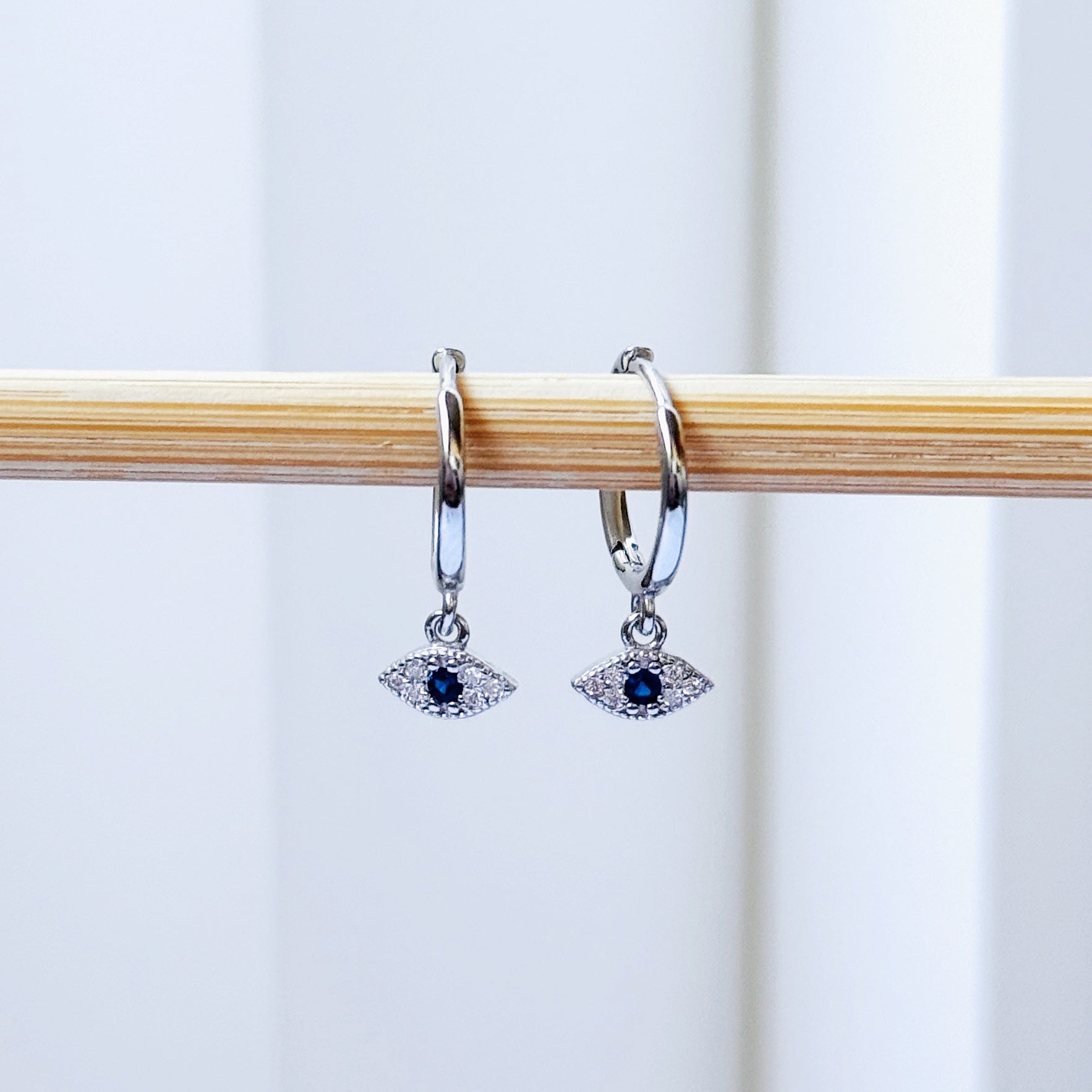 Evil Eyes Huggies 18K Gold Plated & Sterling Silver