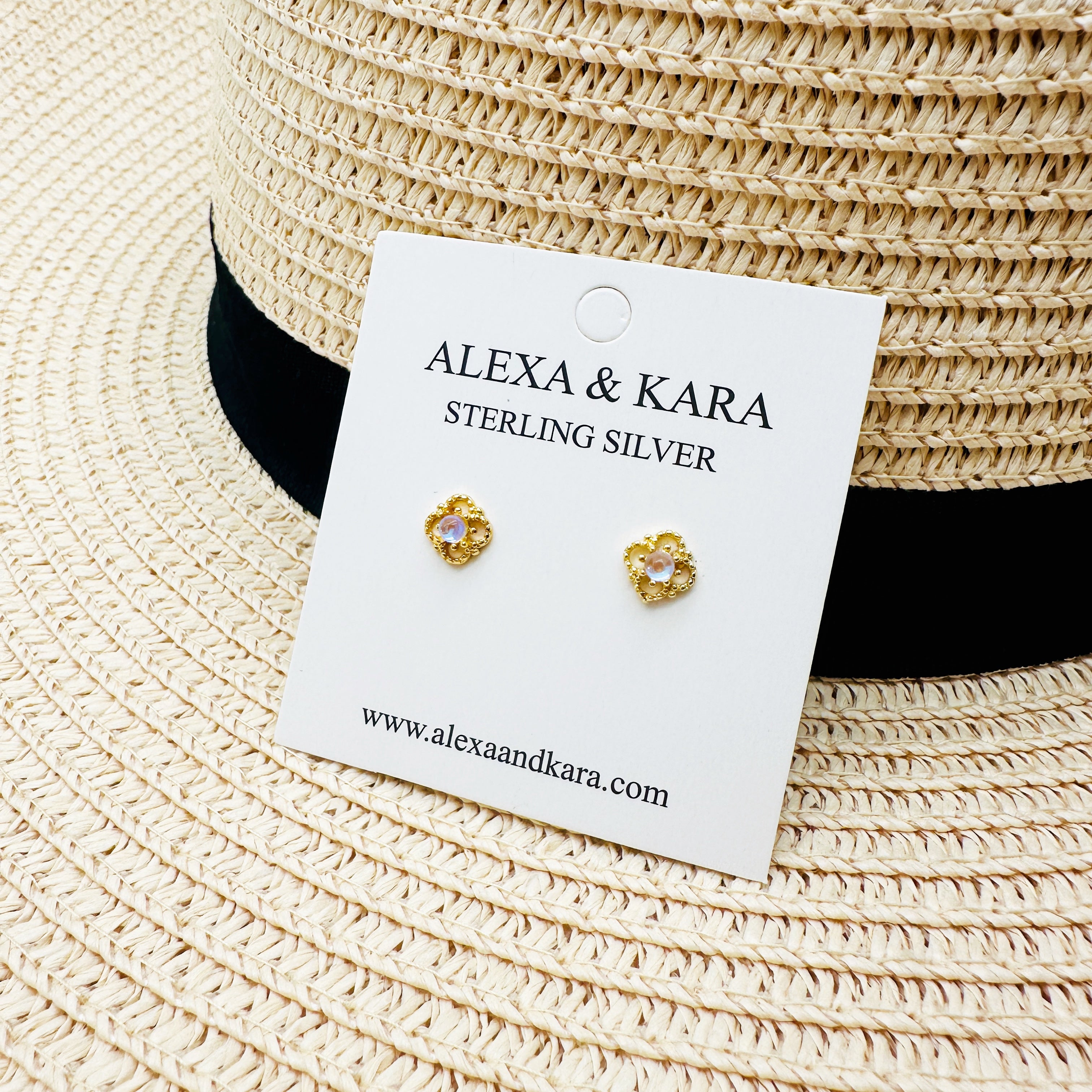 Moonstone Studs 14K Gold Plated