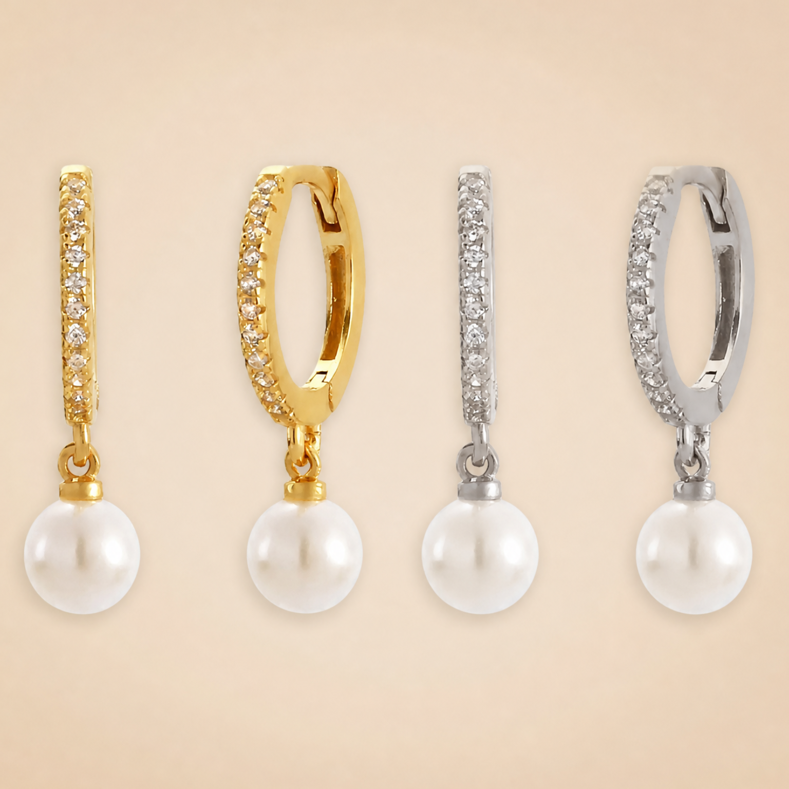 Pearl Precious Huggies 18K Gold Plated & Sterling Silver