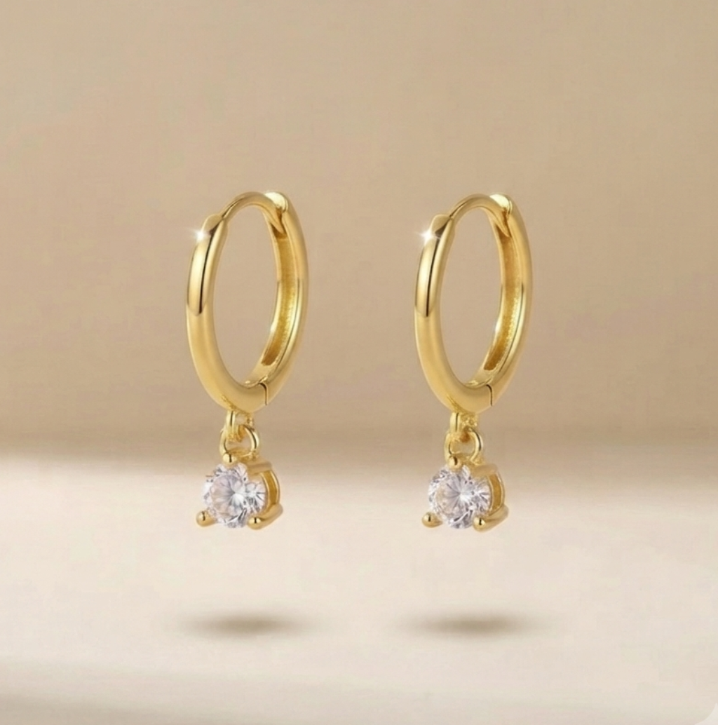 Sparkle Huggies 18K Gold Plated & Sterling Silver
