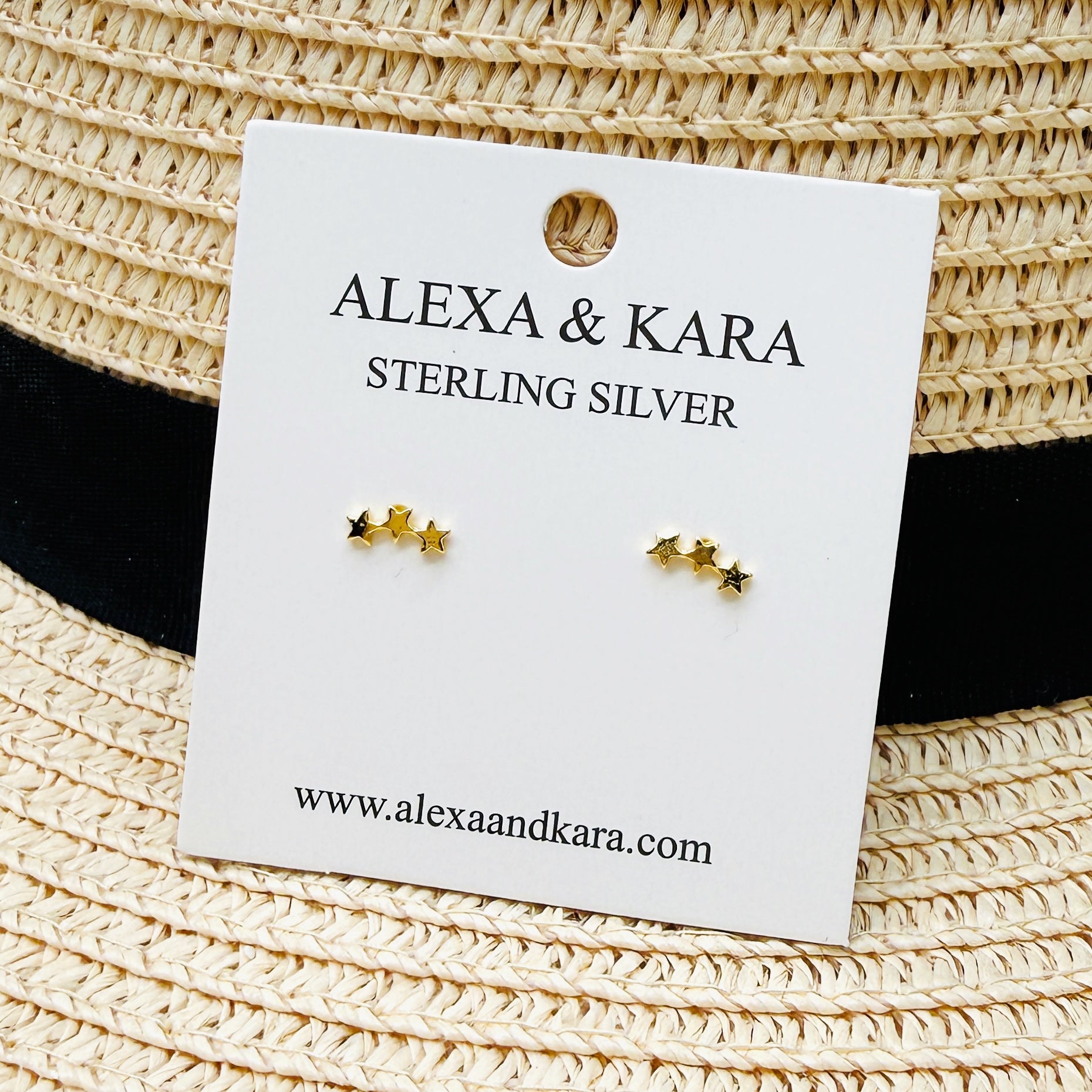 Gold Stars in Line Studs