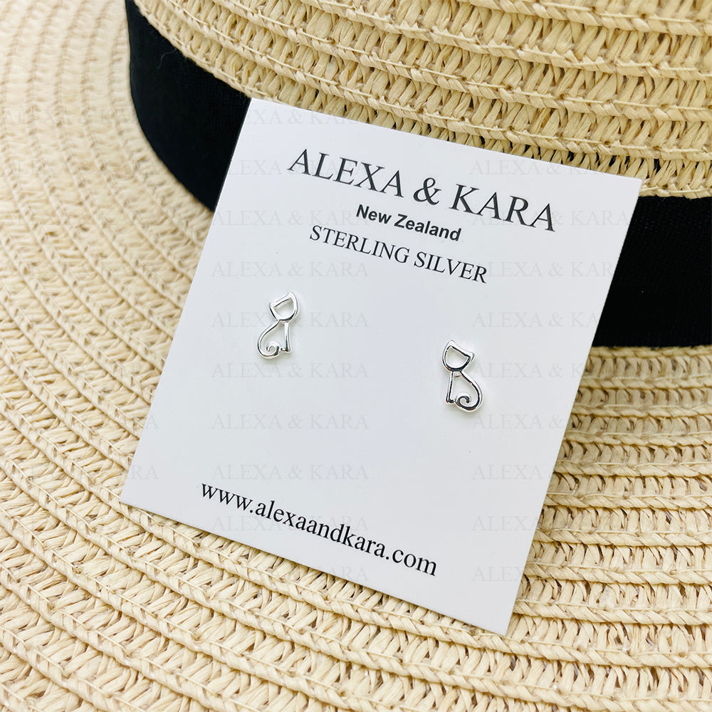 Kitty Silhouette Studs | Sterling Silver